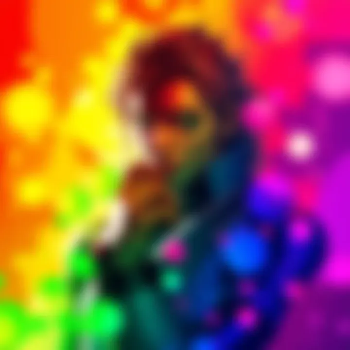 A character from Metal Gear Solid surrounded by rainbow colors representing LGBTQ+ themes