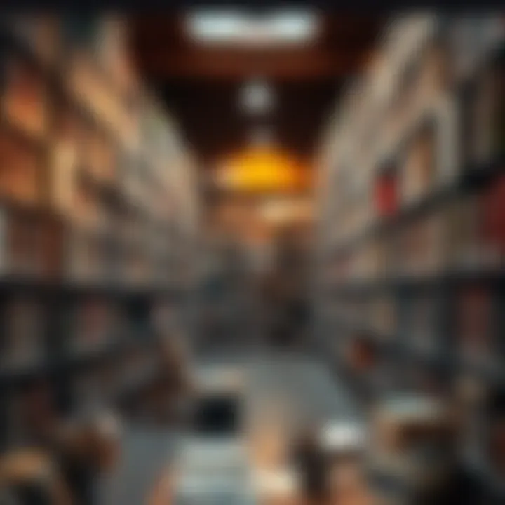 A library filled with shelves of books and various art supplies, showcasing creative content ideas.