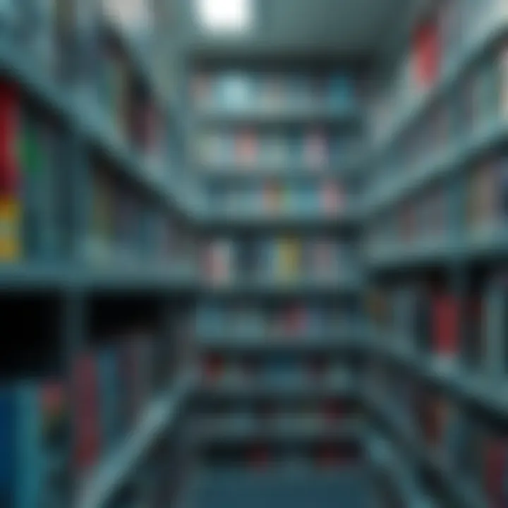 Library Games Section A library shelf filled with video games for PS5, Xbox, and Nintendo Switch available for borrowing.