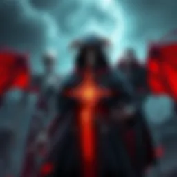 A powerful mage stands between a lich and a vampire, showcasing their contrasting forms. The mage appears confident and wise, while the lich is skeletal and imposing, and the vampire is alluring yet o...