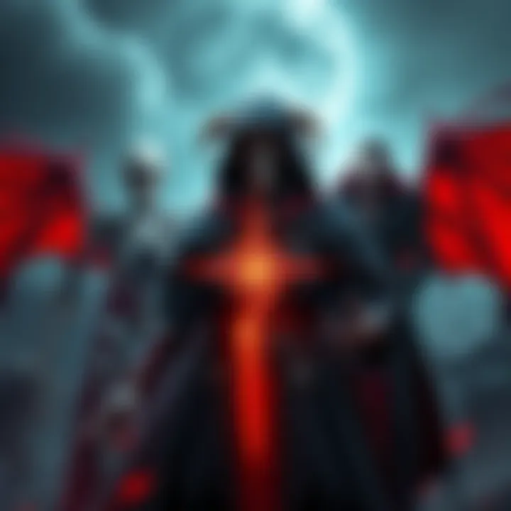 A powerful mage stands between a lich and a vampire, showcasing their contrasting forms. The mage appears confident and wise, while the lich is skeletal and imposing, and the vampire is alluring yet o...