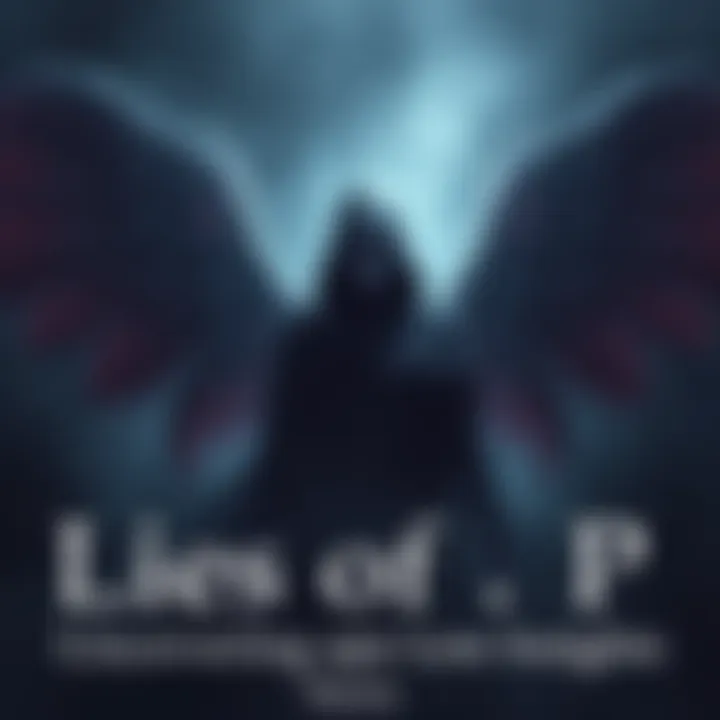 A dark figure representing the 1 Winged Angel, shrouded in shadows, with a single wing and a haunting expression, surrounded by hints of petrified elements.