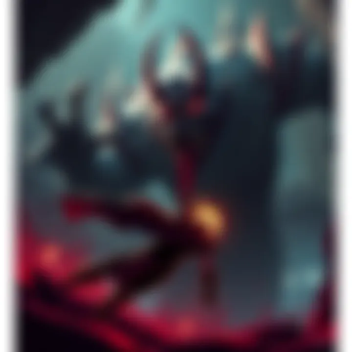 A character battling a large, intimidating boss in a dark, intricate level of Lies of P.