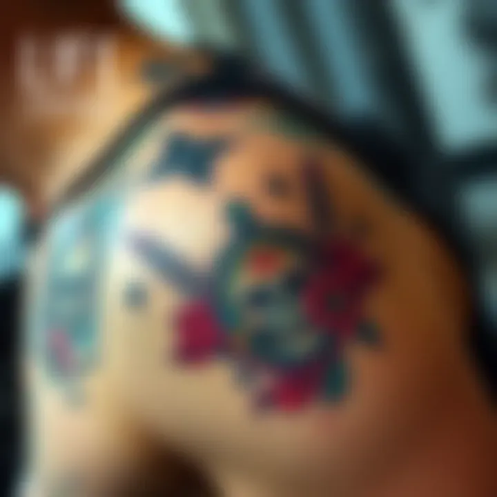 A colorful tattoo inspired by the game Life is Strange, showcasing elements related to the story and character themes, inked on a person's arm.