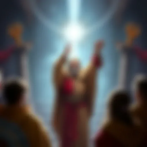 Life Cleric Channel Divinity A Life Cleric raises their holy symbol, casting a healing light over party members in a fantasy setting.