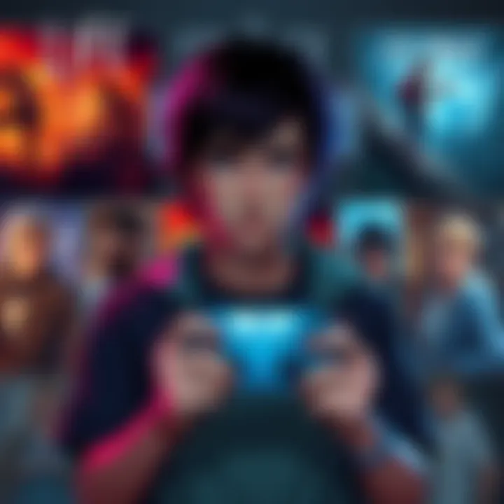 A gamer looking concerned while holding a controller, surrounded by game posters showing disappointment and failure in game releases