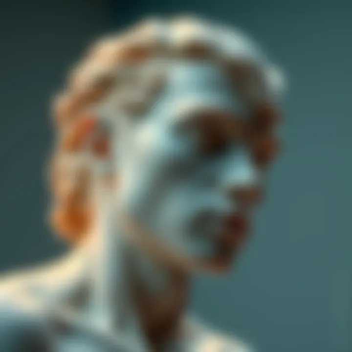 A realistic sculpture of a human figure, showcasing fine details and textures that mimic real skin.