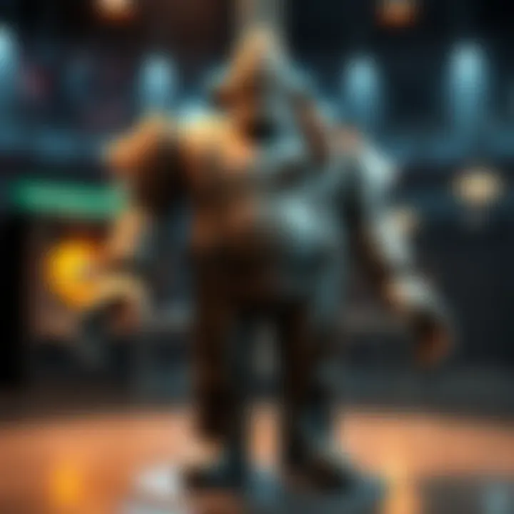 A lifesize statue of Big Daddy from Bioshock stands in a display setting, showcasing its detailed design and iconic features.