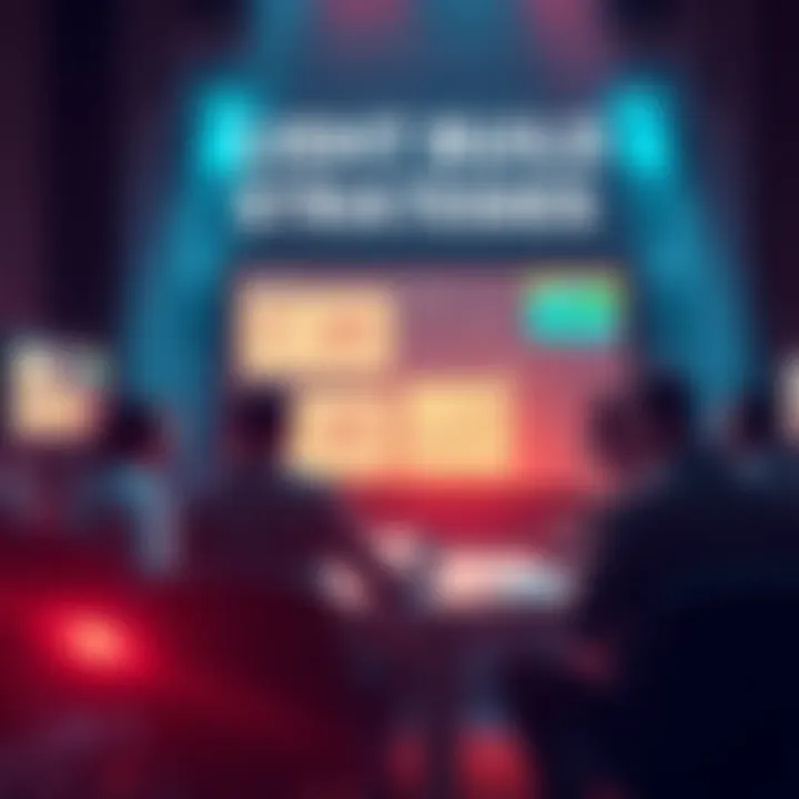 A group of players discussing light build strategies in a forum setting, with charts and diagrams displayed on a screen.