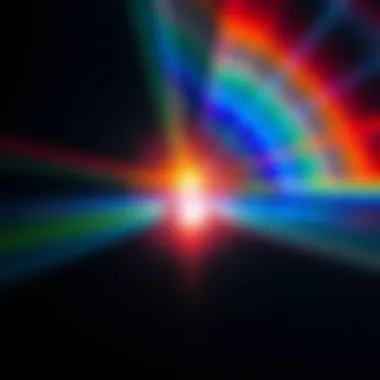 Light shining through a prism A colorful spectrum of light created by a prism, illustrating the beauty and impact of light in nature and art.