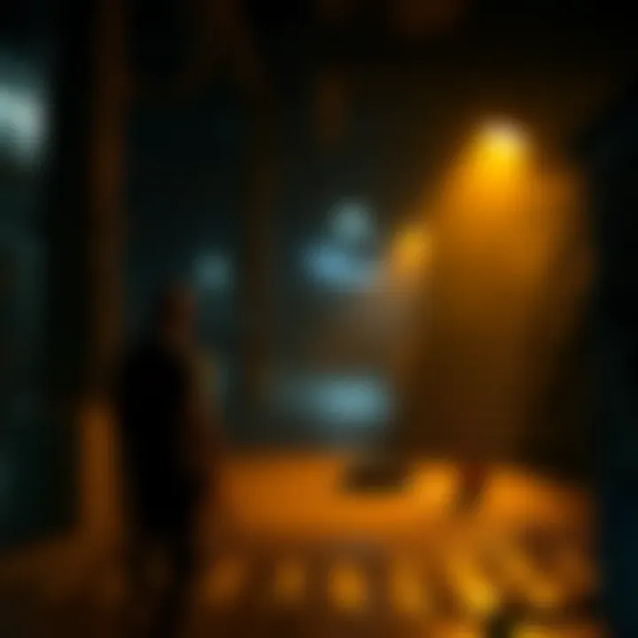 Lighting in V Game Scene A dimly lit game environment from V showing the effects of poor lighting on character details and surroundings.