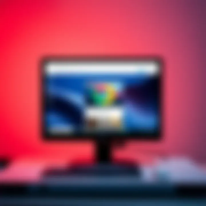 A low-end PC screen displaying a lightweight web browser with minimal tabs and smooth performance while running music and games.