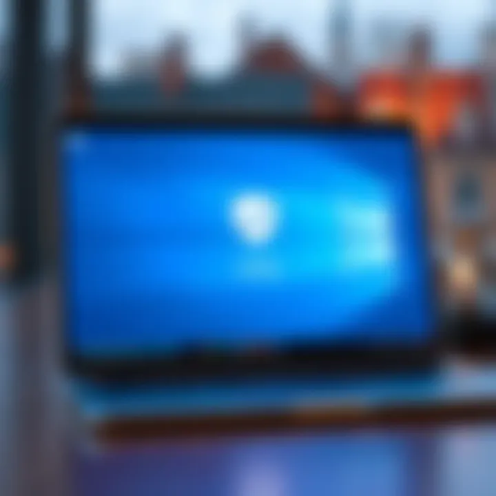 A simple laptop screen displaying a lightweight VPN client interface, emphasizing minimal design and ease of use.