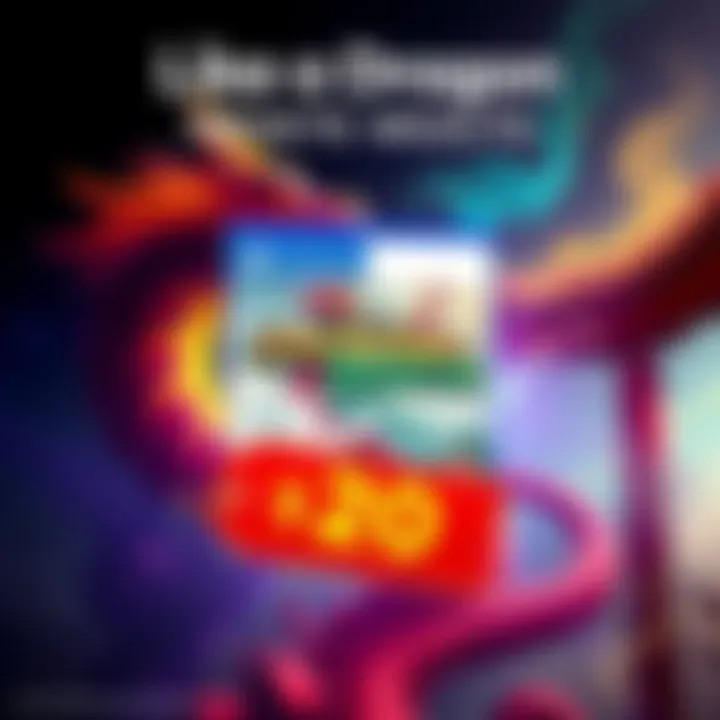 Like a Dragon Infinite Wealth Promotional Image A promotional image for Like a Dragon Infinite Wealth showing the PS5 game cover with a vibrant backdrop and discount tag, highlighting the $20 price