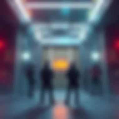 Players stand in front of the security room in Blue Gate, showing frustration over Augment BP spawning issues.