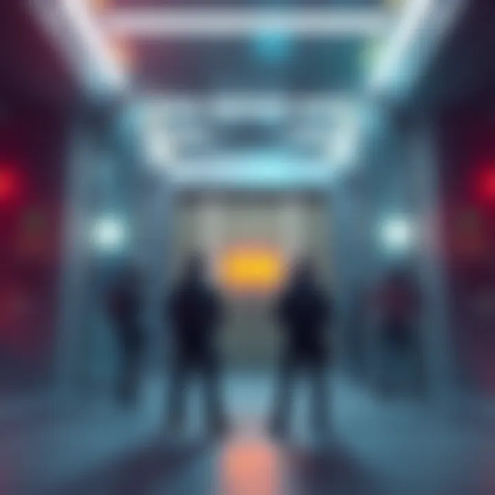 Players stand in front of the security room in Blue Gate, showing frustration over Augment BP spawning issues.