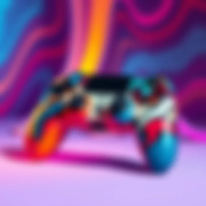 Limited Edition Gaming Controller A vibrant limited edition gaming controller displayed against a colorful background, showcasing its unique design and features.