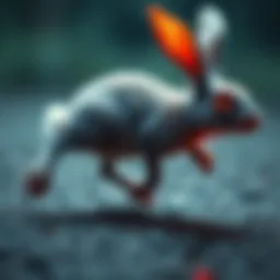A rabbit-like creature with a hunched posture and a bony right leg dragging along the ground, creating an eerie sound.