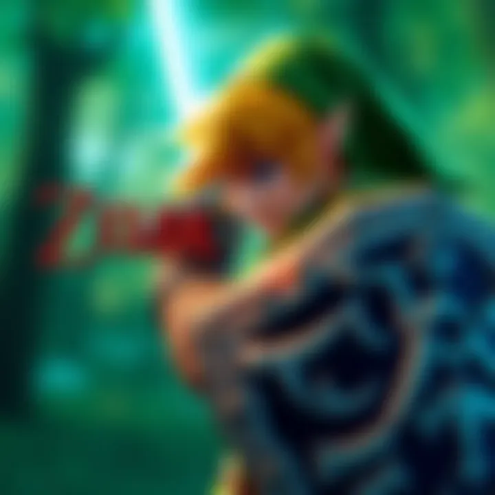 Link from the Zelda movie Link, the hero from the Zelda movie, in his classic green outfit with sword and shield, ready for adventure.