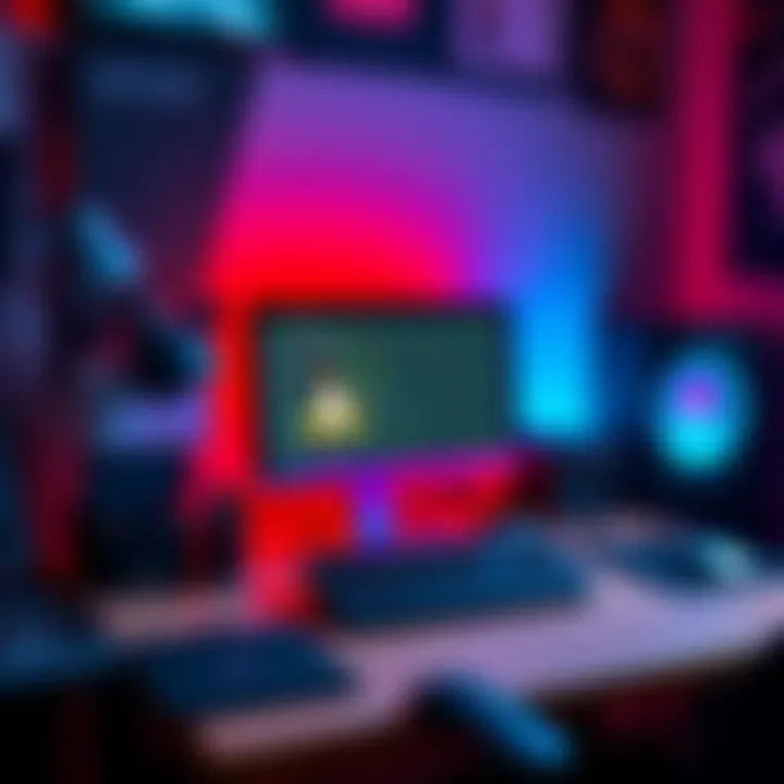 A clean desk with a computer running Linux, surrounded by tools and equipment for tech work.