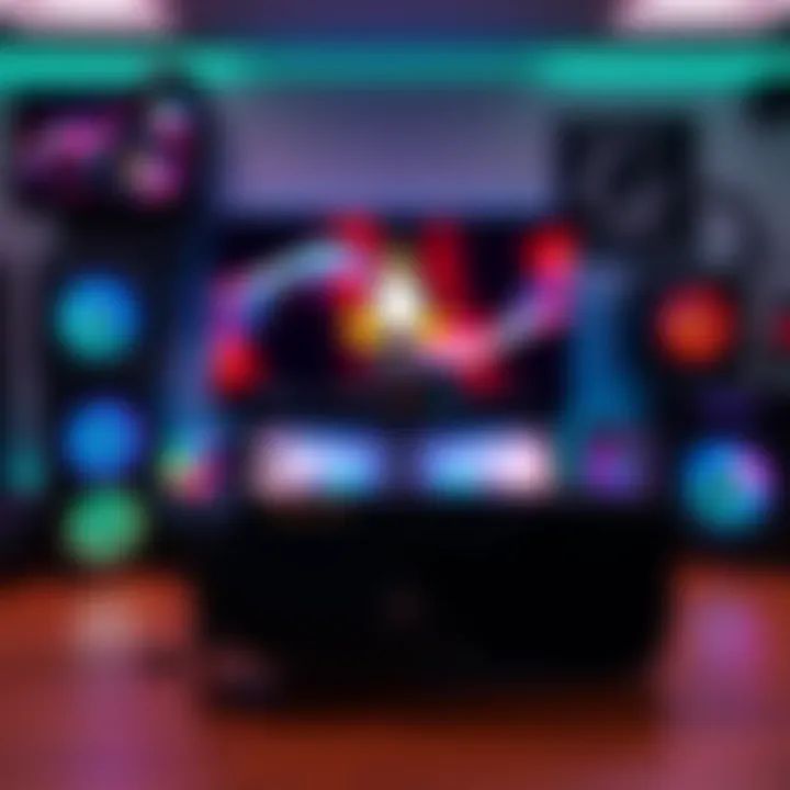 A modern gaming setup featuring a 7900 XTX graphics card, showcasing Linux on the screen, with gaming gear around.
