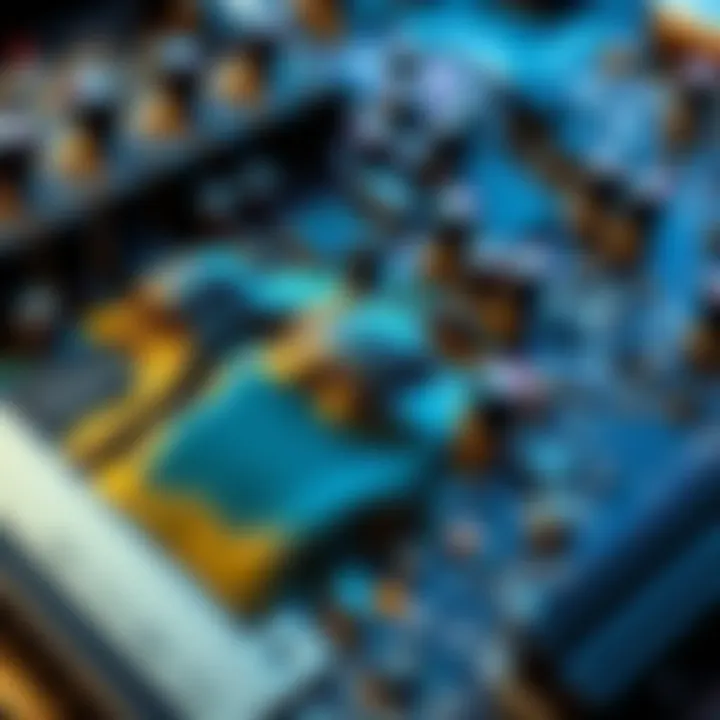 Liquid Metal on Motherboard Close-up of a motherboard with liquid metal spilled on it, showing affected components.