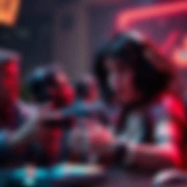 A scene showing Lisbeth's controversial actions in a game, highlighting her manipulative behavior as players react.