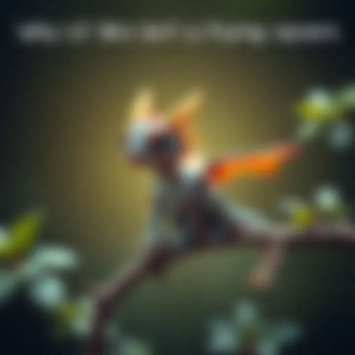 A small, colorful creature resembling a dragon, sitting on a branch surrounded by greenery, highlighting its difference from a Flying Wyvern.