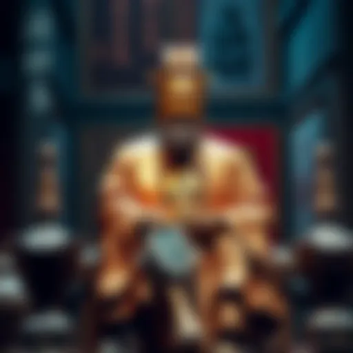 A bronze statue of Liu Bang, founder of the Han Dynasty, dressed in ancient robes, surrounded by historical artifacts