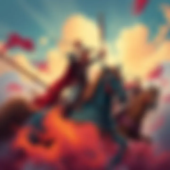 A vibrant illustration of a battle scene depicting Liu Bei leading his troops to victory at Yiling, showcasing the Shu Han army facing off against the forces of Eastern Wu.