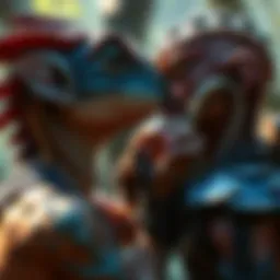A Lizardfolk character kissing a humanoid, showcasing their unique interaction and playful dynamics.