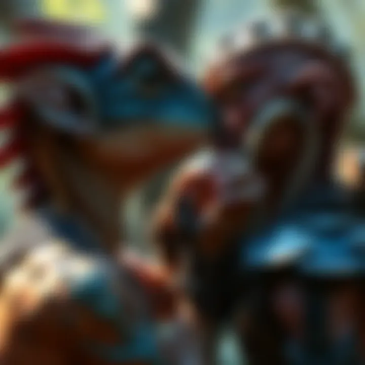 Lizardfolk kissing humanoid A Lizardfolk character kissing a humanoid, showcasing their unique interaction and playful dynamics.
