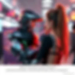 A character with metal and robotic elements interacting with others, highlighting a blend of technology and intimacy.