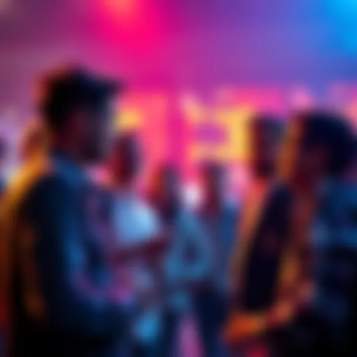 People engaging in a conversation about the authenticity of the LOADED platform, with some looking concerned and others curious.