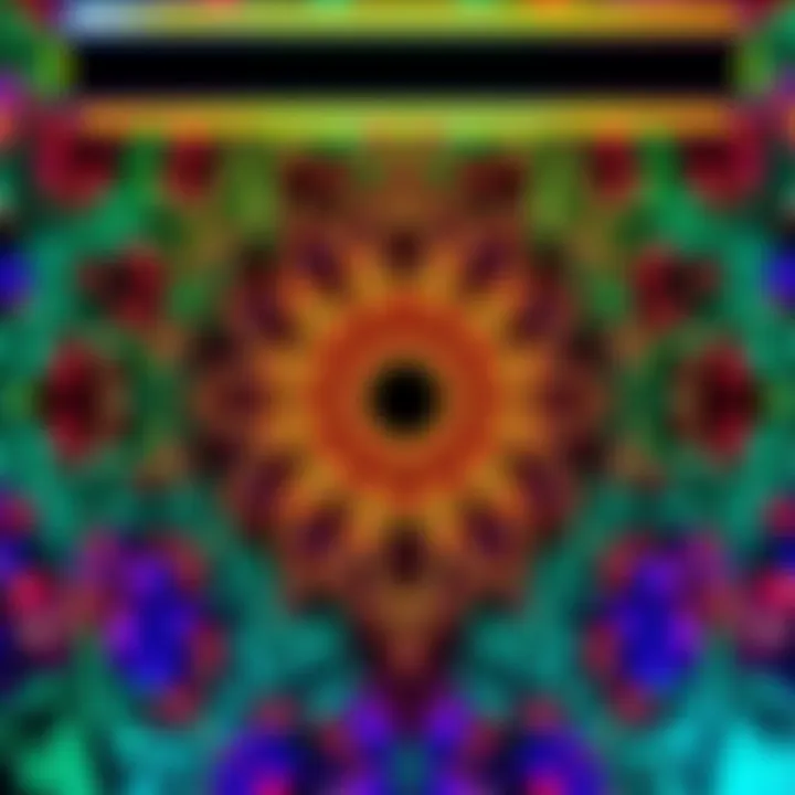 A vibrant loading screen art design showcasing intricate patterns and colors, perfect for wallpaper inspiration.
