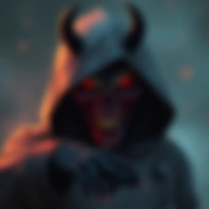 An illustration of the Loathsome Dung Eater character, featuring dark clothing and eerie features, emphasizing his controversial traits.
