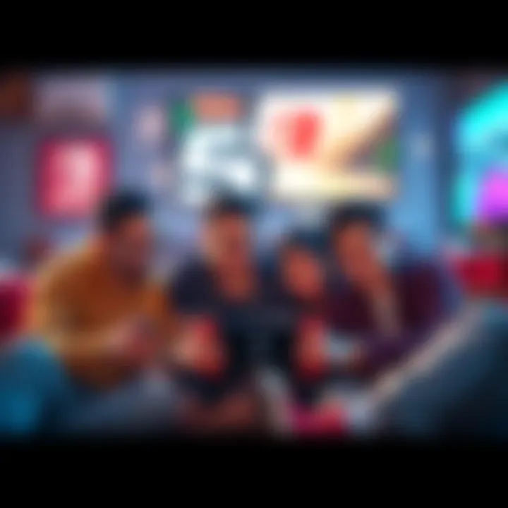 A group of friends playing Nintendo Switch together, showcasing local multiplayer games