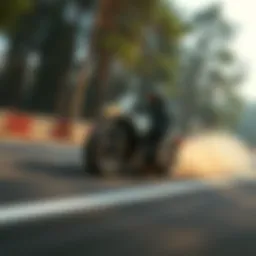 A local driver racing on a track in Castor Woods, showcasing their skills and determination during a thrilling event.