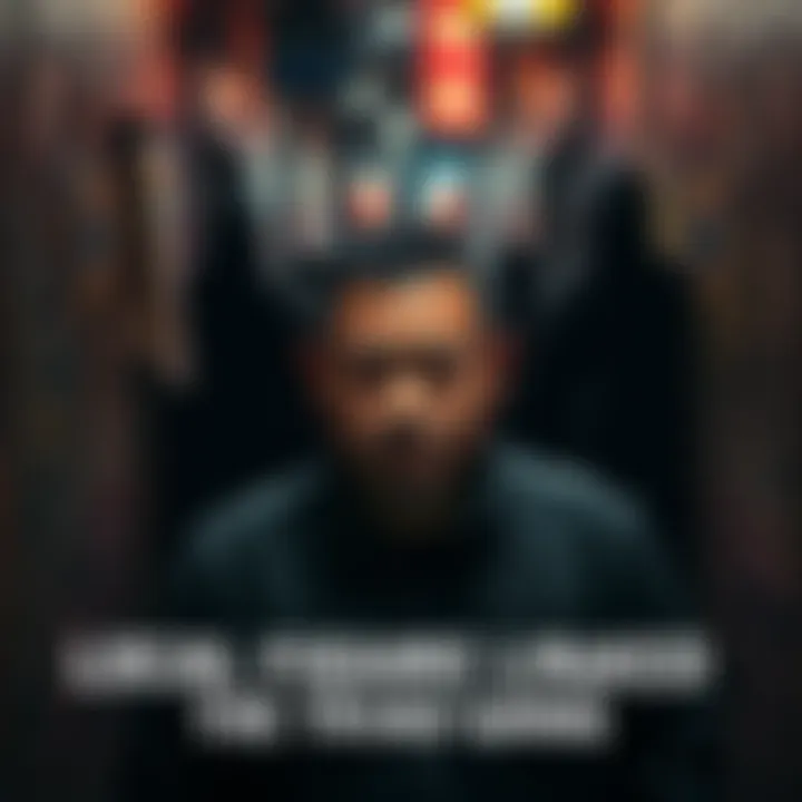 A man in a dark alley showing signs of connection to a triad gang, with shadowy figures in the background.