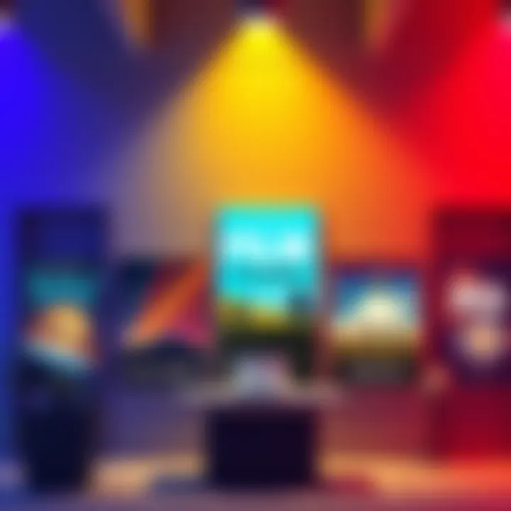 A display of six vibrant promotional posters for the upcoming local film premiere, showcasing colorful designs and engaging visuals.