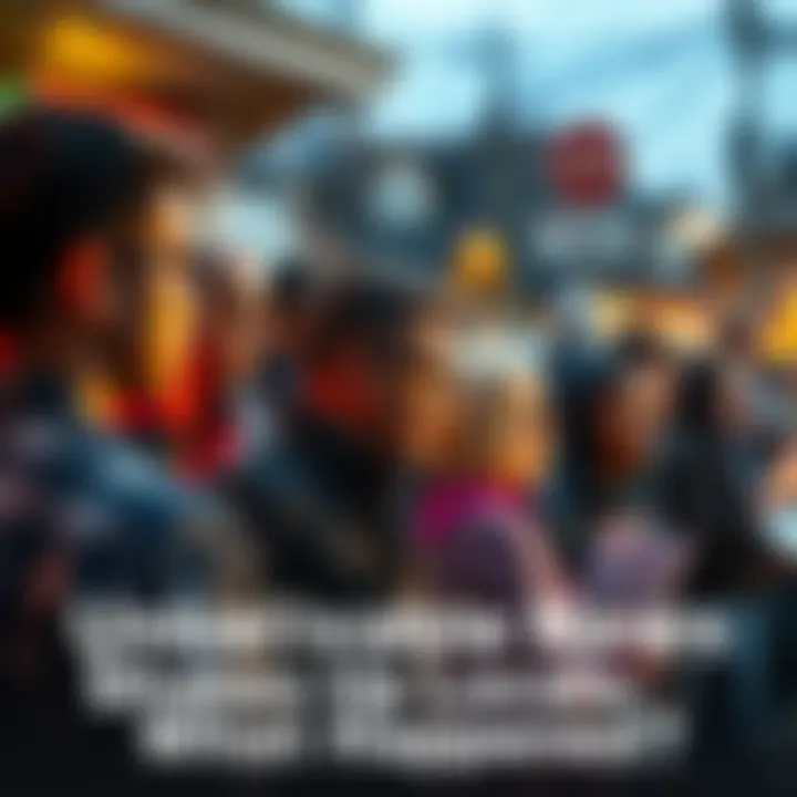 A crowd of people in a neighborhood expressing surprise and discussing recent events