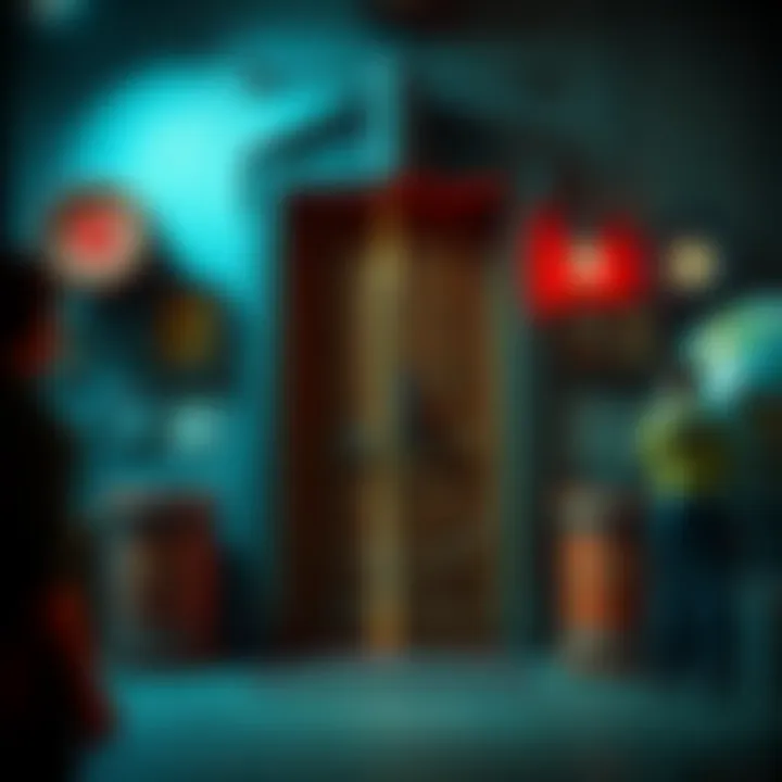 A locked door in a virtual setting representing the Farmers Market in Bioshock, with a player character looking frustrated.