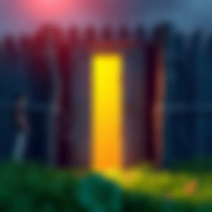 A locked fence door in a video game setting, appearing unlatched but requiring skills to open, with a concerned gamer character nearby.