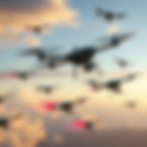 A variety of locust drones soaring in the sky, showcasing the savage and rager designs.