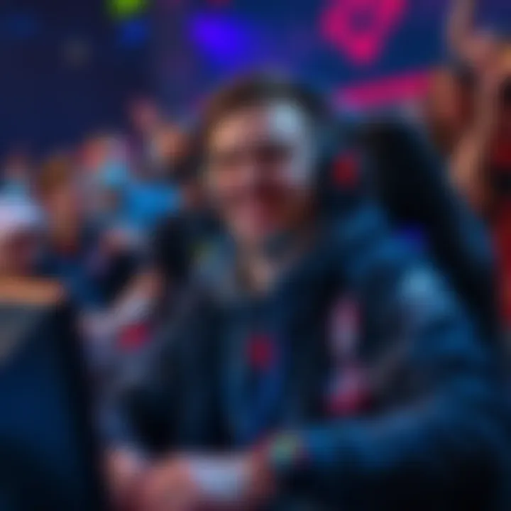 Loda Returns to Gaming Loda celebrating his return to the professional gaming scene with a gaming headset, surrounded by fans and gaming equipment