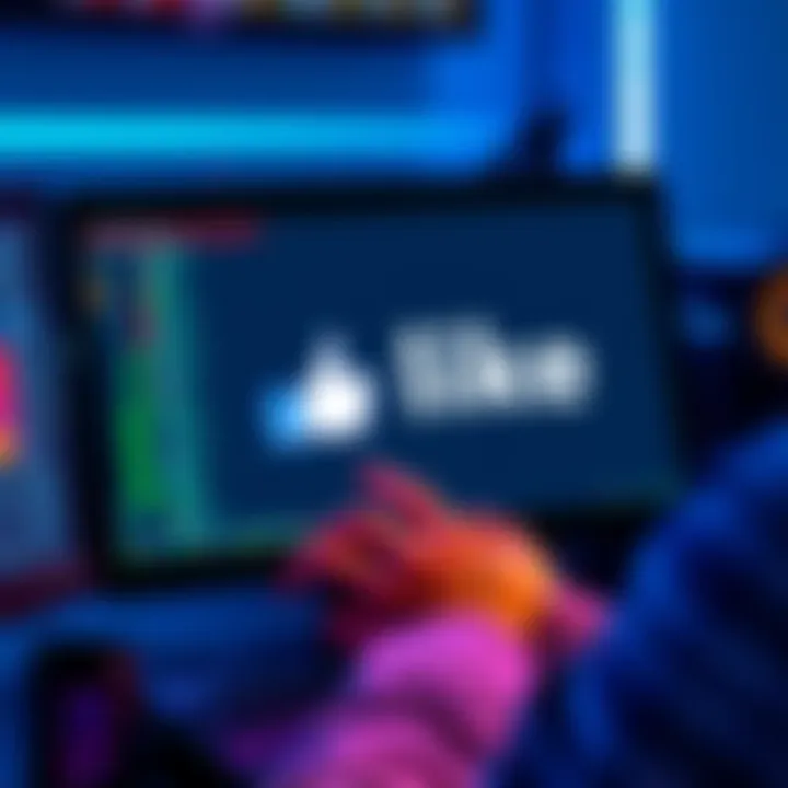 Person using Logitech Macro Maker to hit 'Like' button multiple times on computer screen.