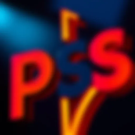 A close-up view of a logo showcasing the letters P and S, highlighting its design elements and shapes.