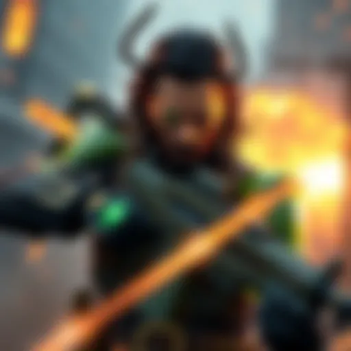 Loki in Weapon X Game A character resembling Loki, with green and gold gear, using tactical skills in a battle scene within the Weapon X game environment.