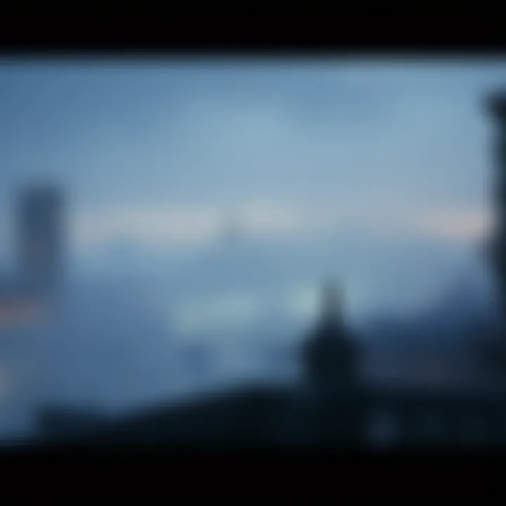 A foggy view of London's skyline with hints of mystery and unfinished stories, featuring dimly lit buildings by the Thames River.
