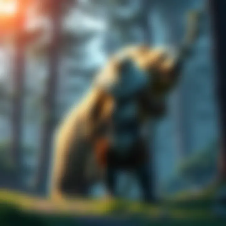 Lone Druid with Spirit Bear The hero Lone Druid stands confidently with his Spirit Bear by his side, ready for battle in a forest setting.